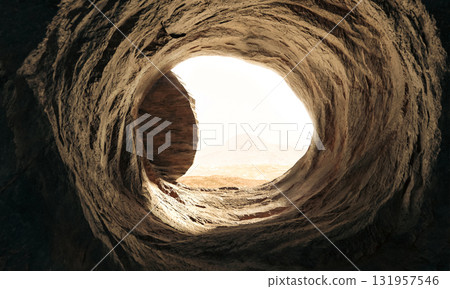 Empty cave tomb 3d  representing resurrection 131957546