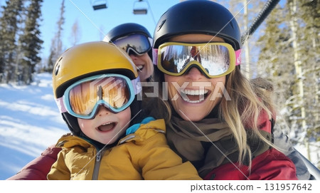 Family Ski Trip Fun in the Snow. Family Ski Trip Fun in the Snow. 131957642