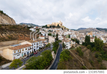 Panoramic aerial view picturesque village of Velez-Blanco. Spain 131957891