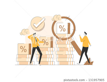 Analyzing financial market trends through magnified,Investment and analysis money cash profits Analyzing financial market trends through magnified,Investment and analysis money cash profits 131957905