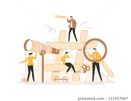 Hashtag SEO,Concept Showing how a hastag keyword has been plan for a good SEO, Suitable for landing page, ui, web, App intro card 131957907