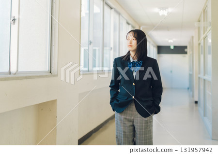 High school girl in pants style High school girl in pants style 131957942