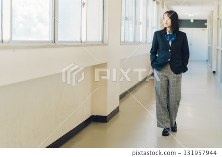 High school girl in pants style High school girl in pants style 131957944