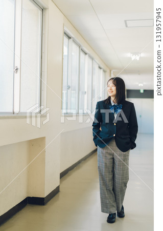 High school girl in pants style 131957945