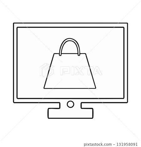Minimalist Outline Online Shopping Screen Illustration 131958091