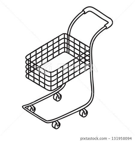 Minimalist Outline Isometric Shopping Cart Trolley Minimalist Outline Isometric Shopping Cart Trolley 131958094