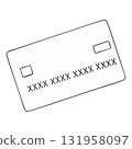 Minimalist Outline Credit Card Illustration on Transparent Background 131958097
