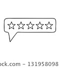 Outline Clip Art: Five Stars Review and Rating in Speech Bubble 131958098
