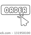 Outline Order Button with Mouse Cursor Click on Transparent Background 131958100