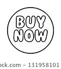 Outline Clip Art: Circle Button with BUY NOW Typography 131958101