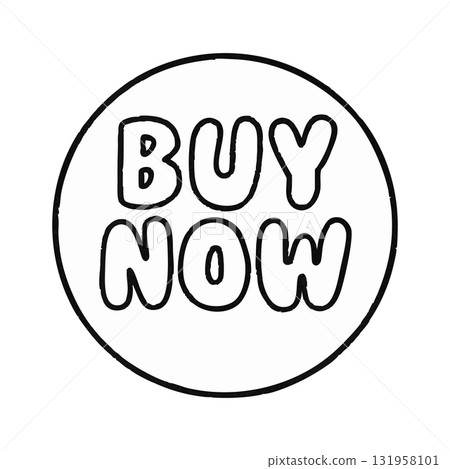 Outline Clip Art: Circle Button with BUY NOW Typography Outline Clip Art: Circle Button with BUY NOW Typography 131958101
