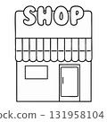 Minimalist Outline Clip Art: Simple Store Front 131958104