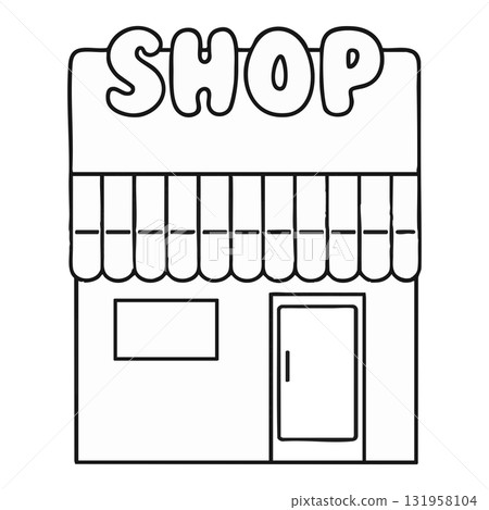 Minimalist Outline Clip Art: Simple Store Front 131958104