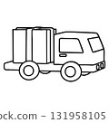 Outline Clip Art: Delivery Truck with Shipping Boxes 131958105