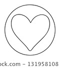 Minimalist Outline Clip Art: Heart in Circle Icon 131958108