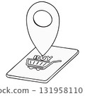 Outline Clip Art: Map Pin on Mobile for Local Shopping 131958110