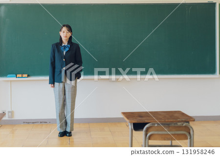 High school girl in pants style High school girl in pants style 131958246