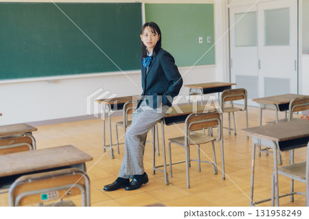 High school girl in pants style 131958249