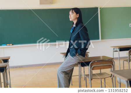 High school girl in pants style 131958252