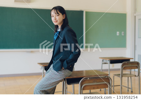 High school girl in pants style High school girl in pants style 131958254