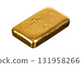 Gold bar, side view, isolated, over white. Cast gold ingot, stamped with Fine Gold, of 250 grams weight, about 8 troy oz of metal, and of 999.9 purity. Traditional store of value for over 4000 years. 131958266