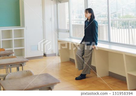 High school girl in pants style 131958394