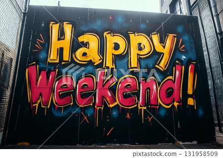 Celebrate Joy and Creativity With Vibrant Weekend Art in an Urban Setting Generative AI 131958509