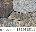 Old stone wall background with rough texture. Close up detail of solid rock pattern shows ancient construction, evoking feeling of strength and history 131958511
