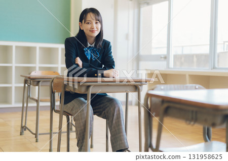 High school girl in pants style 131958625