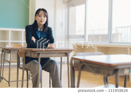 High school girl in pants style High school girl in pants style 131958626