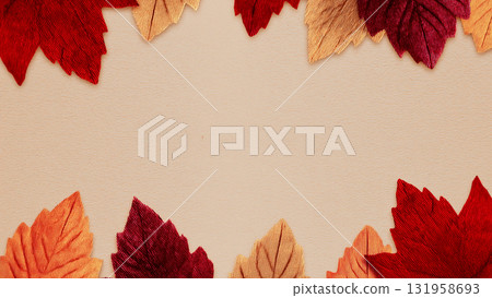 The soft red leaves and yellow and gold leaves gently decorate the edges, creating a background that evokes the warmth and harmony of autumn. The soft red leaves and yellow and gold leaves gently decorate the edges, creating a background that evokes the warmth and harmony of autumn. 131958693
