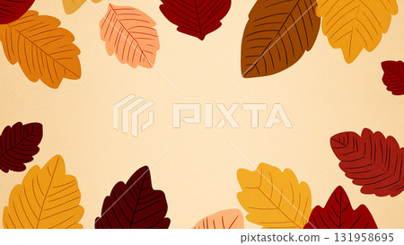 The soft red leaves and yellow and gold leaves gently decorate the edges, creating a background that evokes the warmth and harmony of autumn. The soft red leaves and yellow and gold leaves gently decorate the edges, creating a background that evokes the warmth and harmony of autumn. 131958695