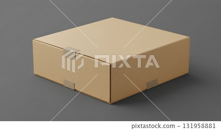 Simple, clean cardboard box ready for shipping, storage, or product packaging, offering versatile commercial applications for logistics and delivery. 131958881