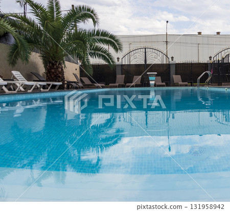 Shot of the private pool in the house. 131958942