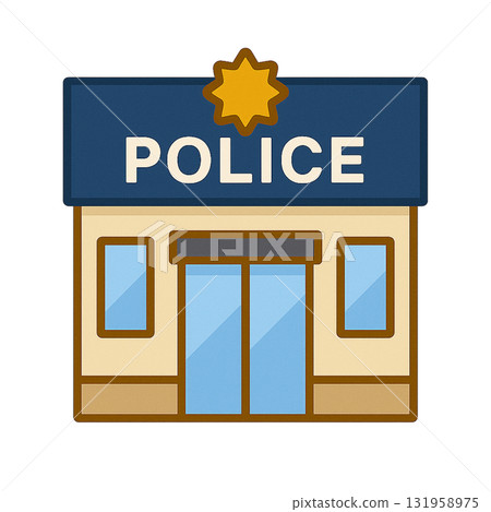簡單、扁平、易用的警察崗亭插圖 131958975