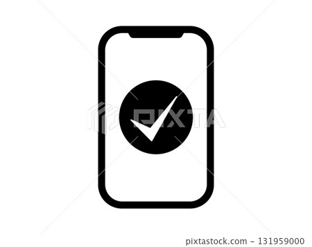 Monotone smartphone and check mark icon 131959000