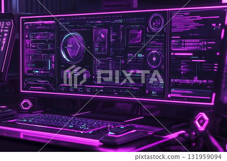 Dynamic Plum Interface Showcasing Advanced Technology and Streamlined Design Generative AI 131959094