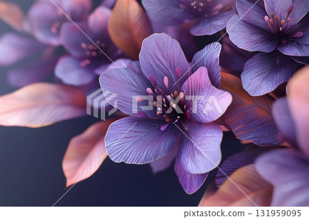Elegant Floral Ornament Showcasing Delicate Plum Petals in Soft Hues Generative AI Elegant Floral Ornament Showcasing Delicate Plum Petals in Soft Hues Generative AI 131959095