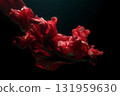 Red Fabric Dances Gracefully in the Dark, Revealing a Captivating Fluidity Generative AI 131959630