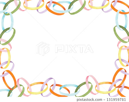 Restangular frame of paper garland. Watercolor illustration. For fabric, wallpaper, packing paper, greeting cards, design, decoration and illustration. Restangular frame of paper garland. Watercolor illustration. For fabric, wallpaper, packing paper, greeting cards, design, decoration and illustration. 131959781