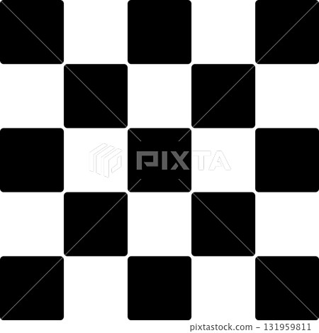 Black and white checkered pattern with slightly rounded corners, 25 squares Black and white checkered pattern with slightly rounded corners, 25 squares 131959811