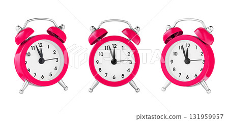 classic watch, pointer clock, Red color alarm watch on isolated white background 131959957