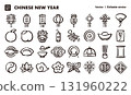 Hand-drawn icon illustration set for Chinese New Year and Lunar New Year. EPS version can be edited to change line thickness, etc. 131960222