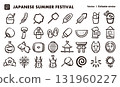 Hand-drawn icon illustration set of Japanese summer festivals. EPS version can be edited to change line thickness, etc. 131960227