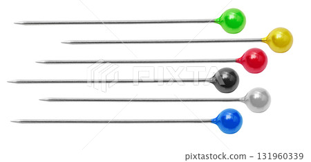 Set of colorful push pins on transparent background, office supplies for organization and reminders Set of colorful push pins on transparent background, office supplies for organization and reminders 131960339