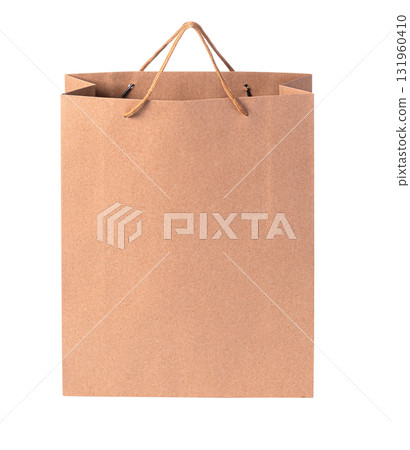 Brown paper shopping bag on transparent background 131960410