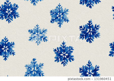 Christmas pattern. Seamless pattern in a drawing style. Blue snowflakes equidistant from each other. Minimalist style. Christmas pattern. Seamless pattern in a drawing style. Blue snowflakes equidistant from each other. Minimalist style. 131960451