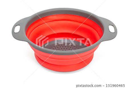 Collapsible silicone colander red kitchenware draining vegetables Collapsible silicone colander red kitchenware draining vegetables 131960465