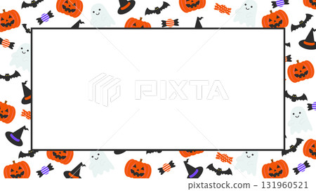 Cute Halloween white frame background vector illustration material [without text] [horizontal] 131960521