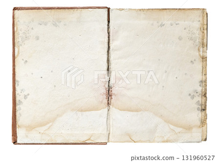 Open aged vintage book pages transparent background 131960527